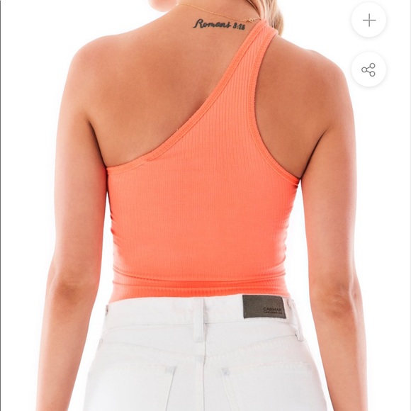 NWOT LF Stores One Shoulder Cut Out Crop Top - Picture 2 of 5